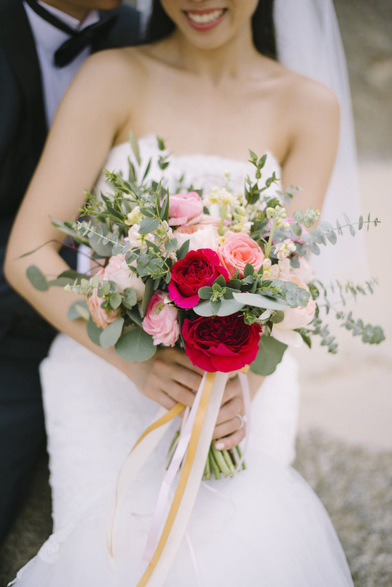 pink watercolor-inspired beach wedding in Phuket, Thailand