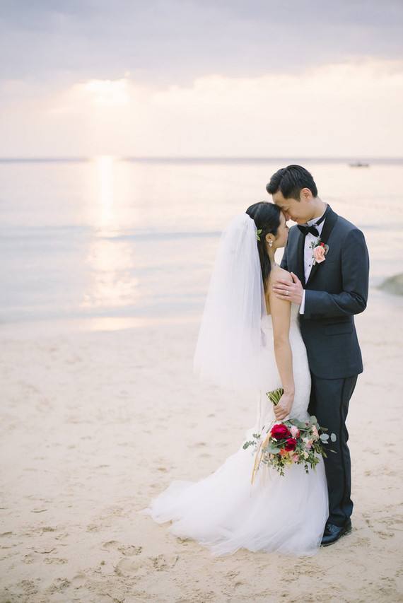 pink watercolor-inspired beach wedding in Phuket, Thailand