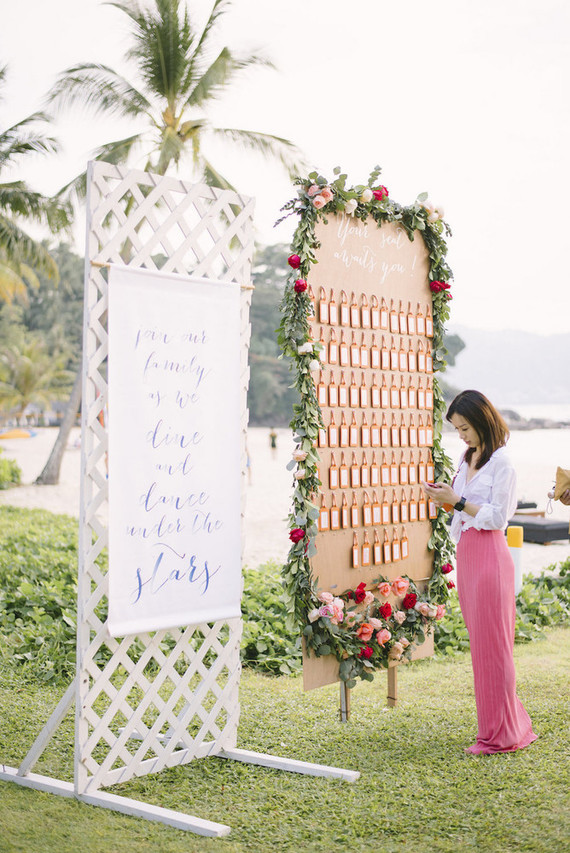 pink watercolor-inspired beach wedding in Phuket, Thailand