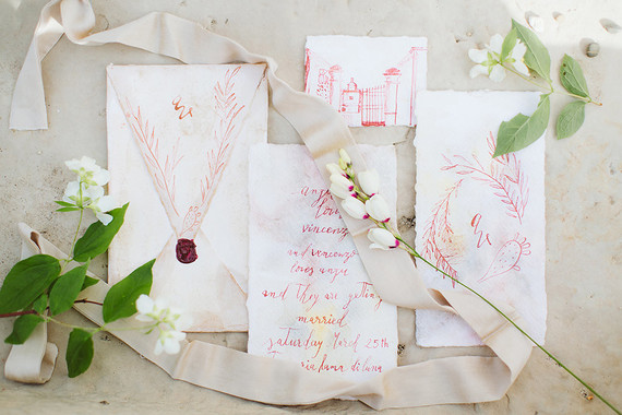 Handdrawn wedding invitations