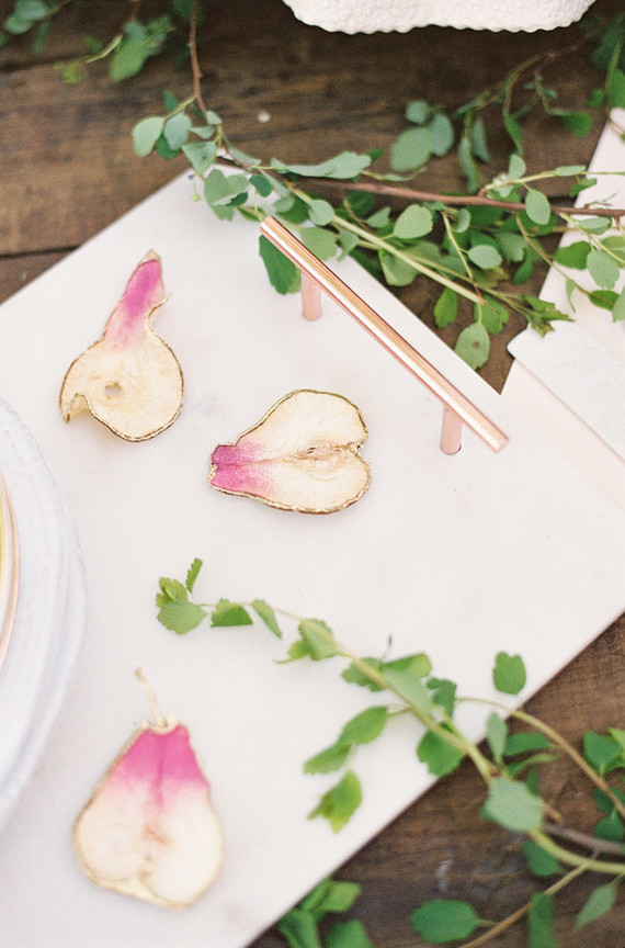gold leafed pear cake