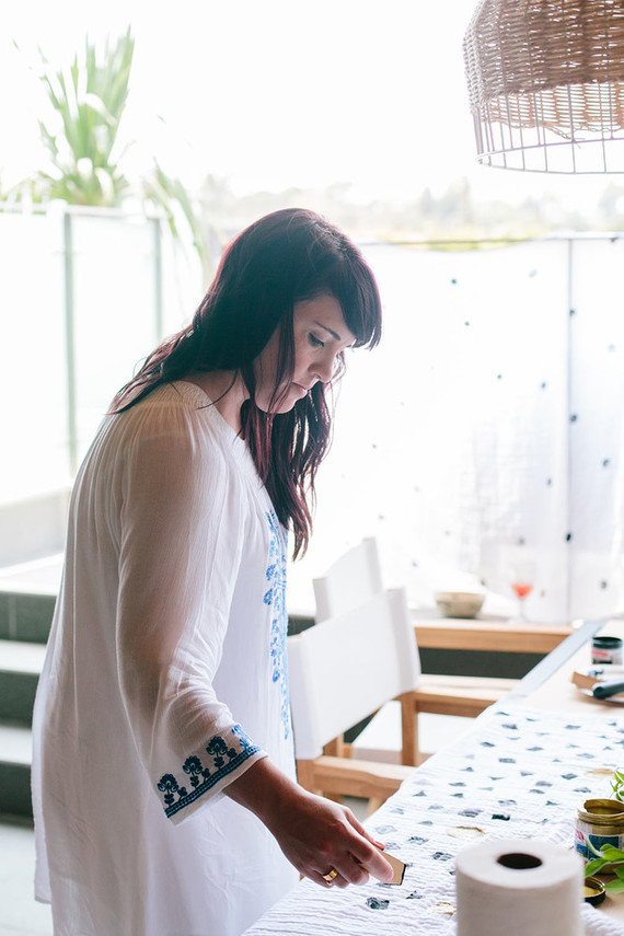 DIY swaddle stamp station