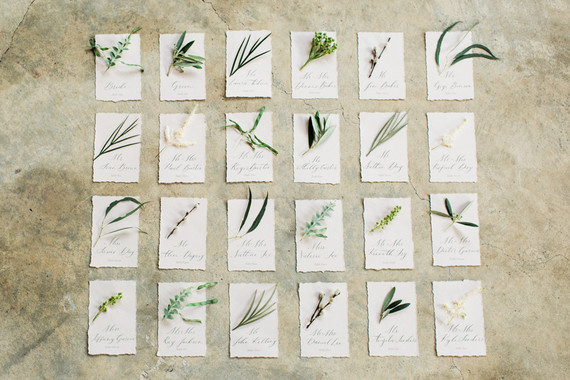 botanical escort card idea Inspiration