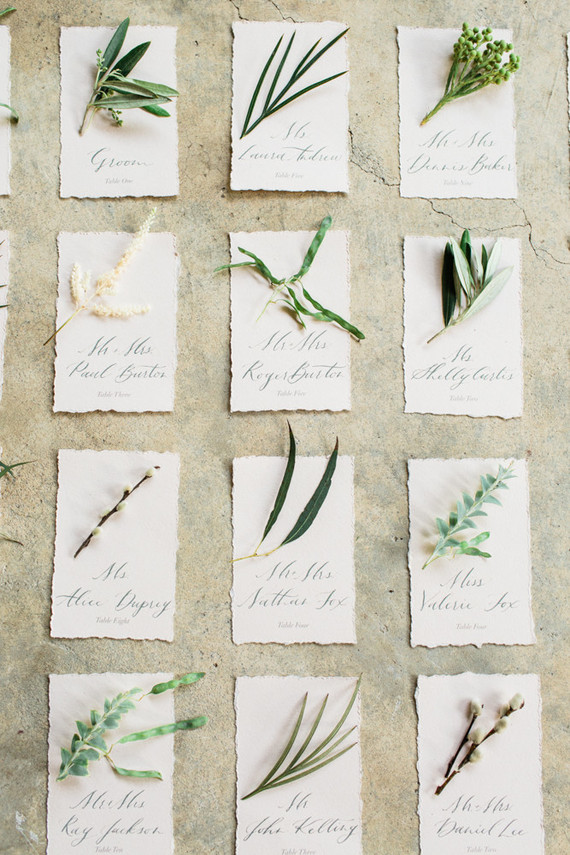 botanical escort card idea Inspiration