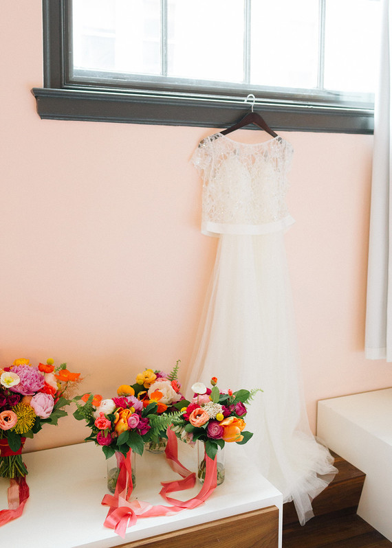 colorful bridesmaids bouquets