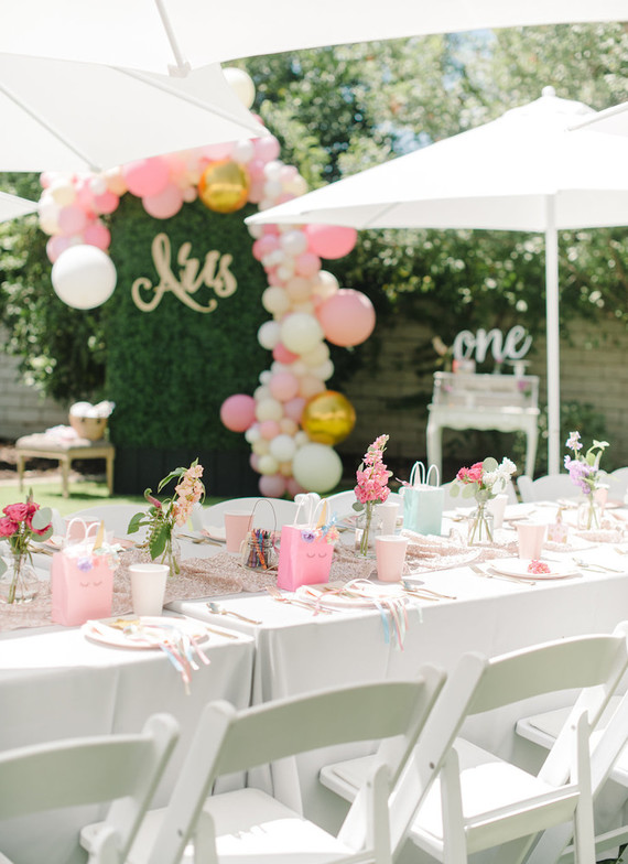 Unicorn themed first birthday party
