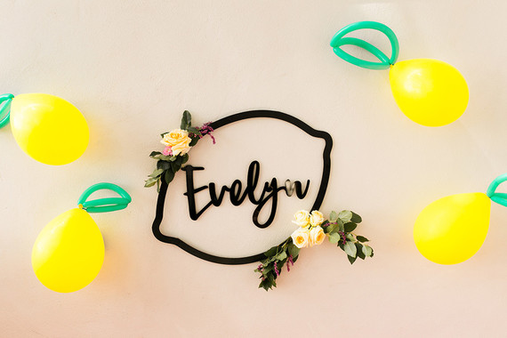 Modern whimsical lemonade stand 3rd birthday