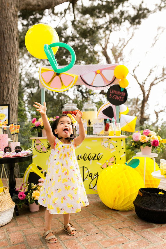 Modern whimsical lemonade stand 3rd birthday Inspiration