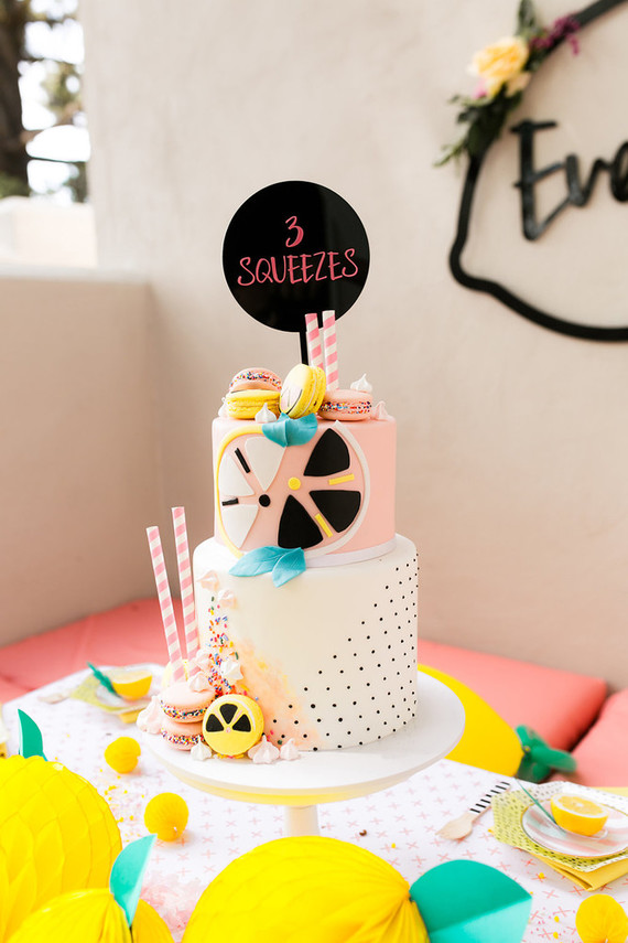 Modern whimsical lemonade stand 3rd birthday