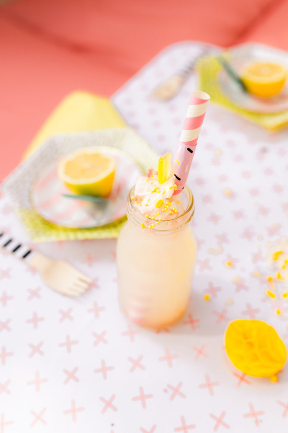 Modern whimsical lemonade stand 3rd birthday