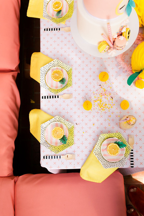 Modern whimsical lemonade stand 3rd birthday