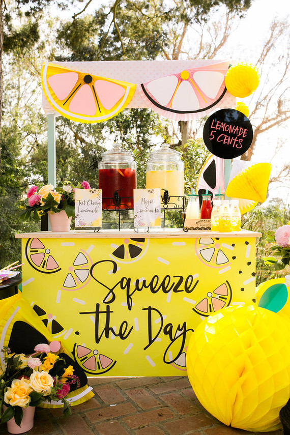 Modern whimsical lemonade stand 3rd birthday