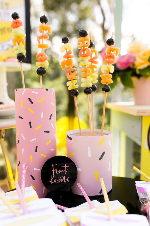 Modern whimsical lemonade stand 3rd birthday