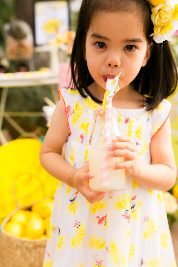 Modern whimsical lemonade stand 3rd birthday