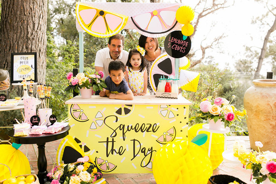 Modern whimsical lemonade stand 3rd birthday