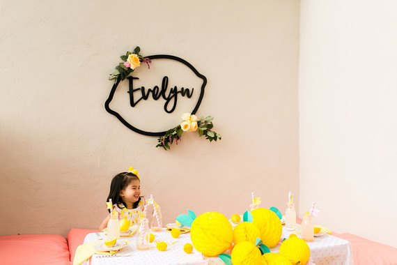 Modern whimsical lemonade stand 3rd birthday