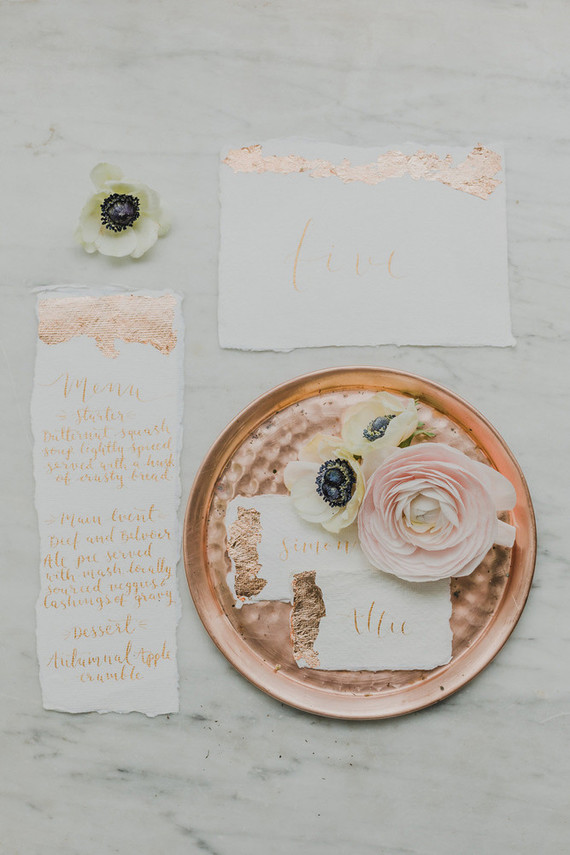 copper wedding details Inspiration