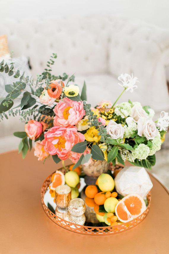 Peach peony floral arrangement Inspiration