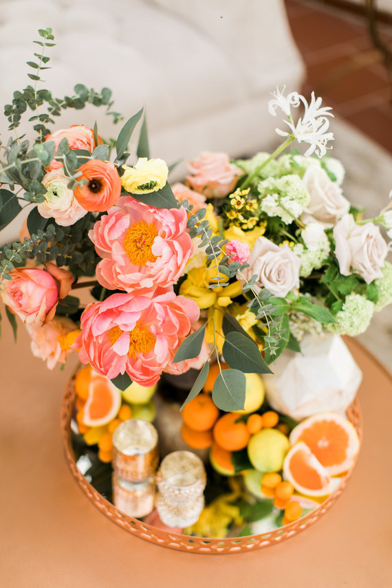 Peach peony floral arrangement
