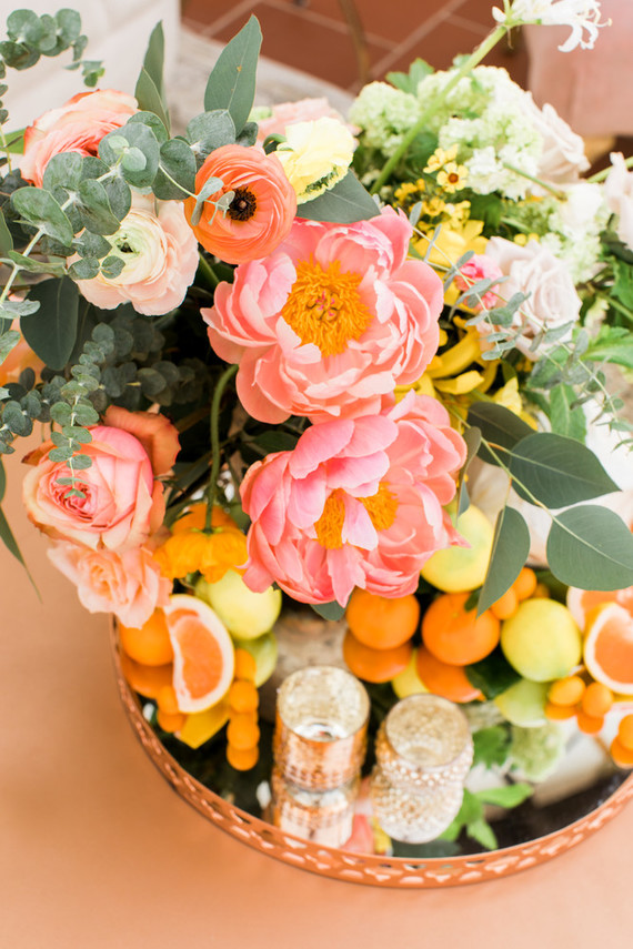 Peach peony floral arrangement Inspiration