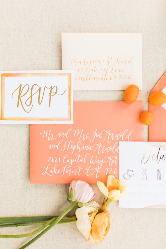 Coral wedding invites
