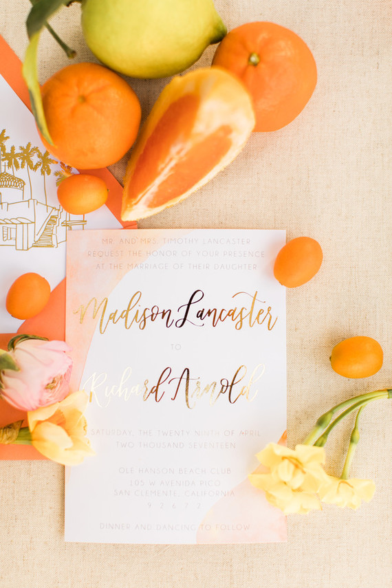 Gold leaf wedding invites