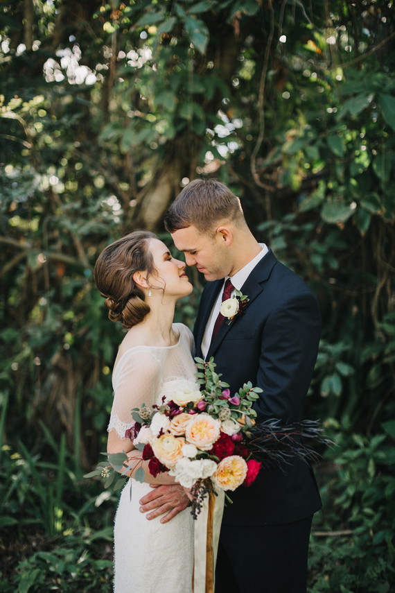 eclectic secret garden wedding with fall colors