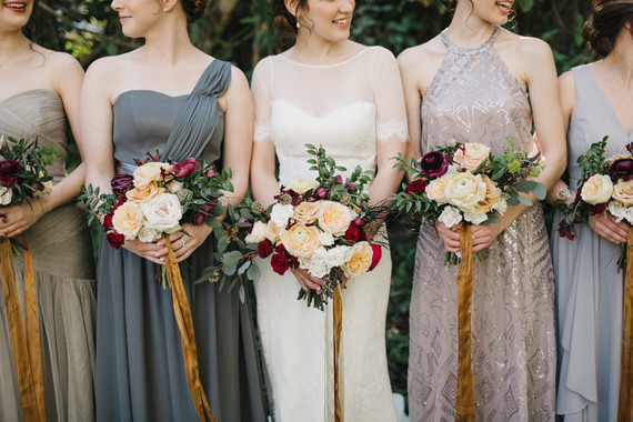 eclectic secret garden wedding with fall colors