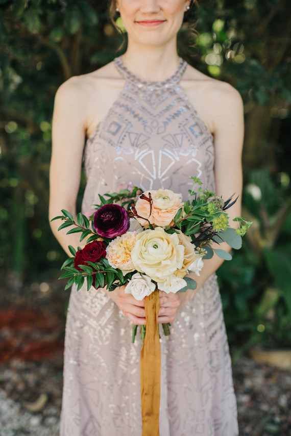 eclectic secret garden wedding with fall colors