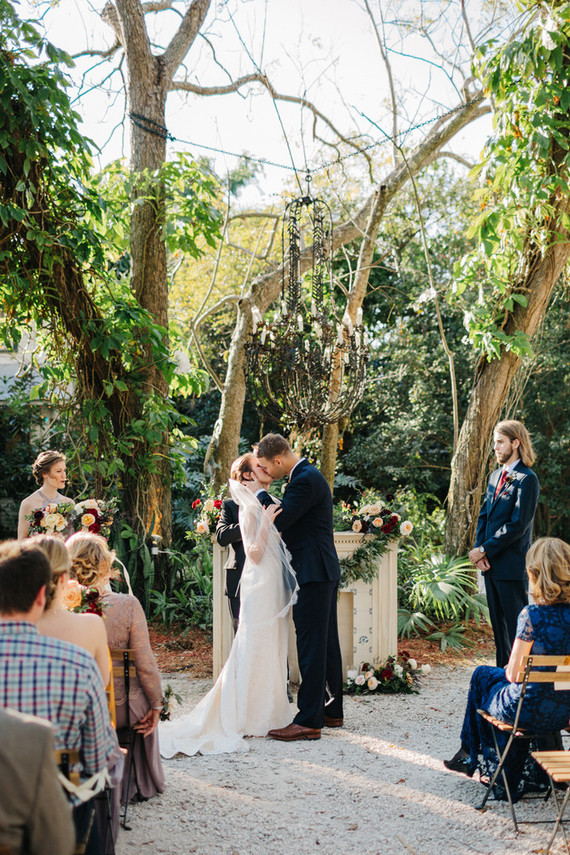 eclectic secret garden wedding with fall colors
