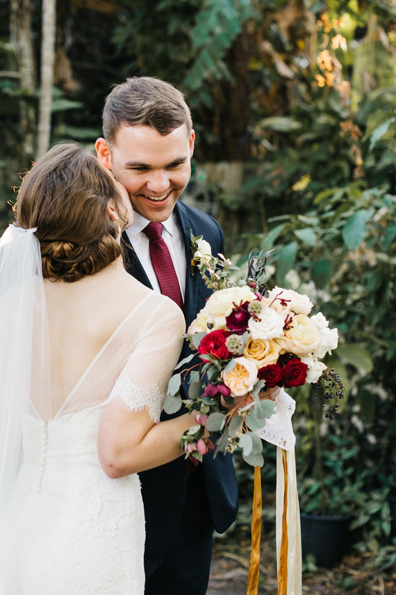eclectic secret garden wedding with fall colors