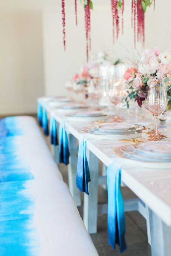 dip dyed blue wedding details