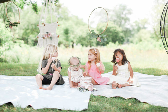 Feminine boho picnic 1st birthday