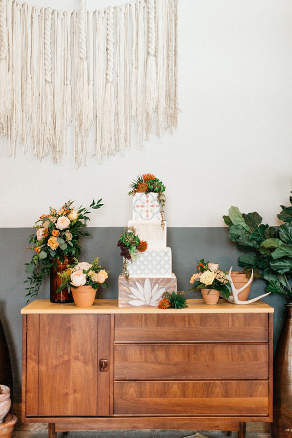 Spanish tile-inspired wedding cake