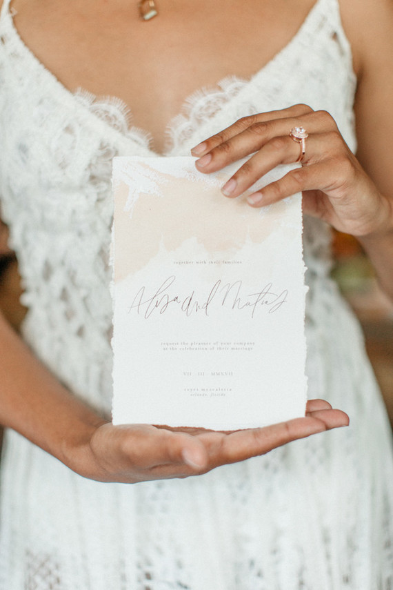 hand painted blush wedding invites