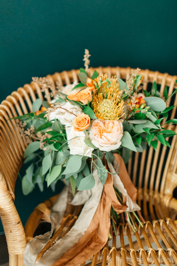 orange and green wedding bouquet