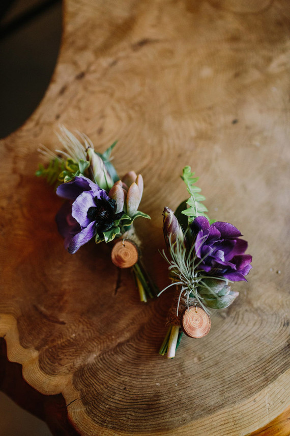 purple boutonnieres Inspiration
