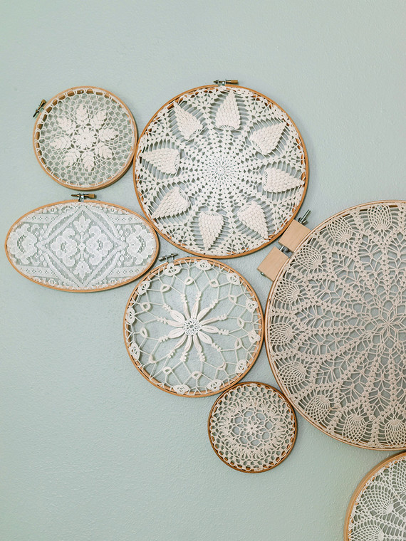 DIY wall decor with vintage crochet