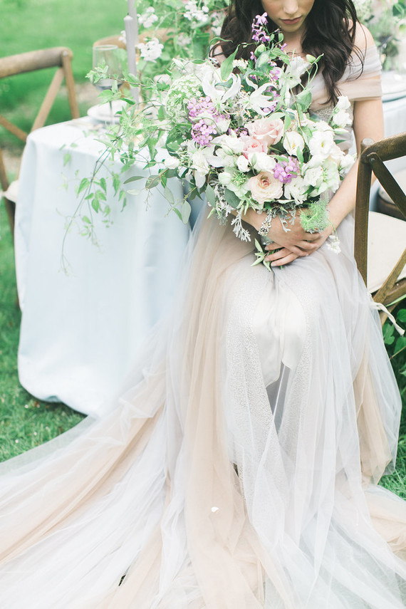 Pastel tulle wedding dress