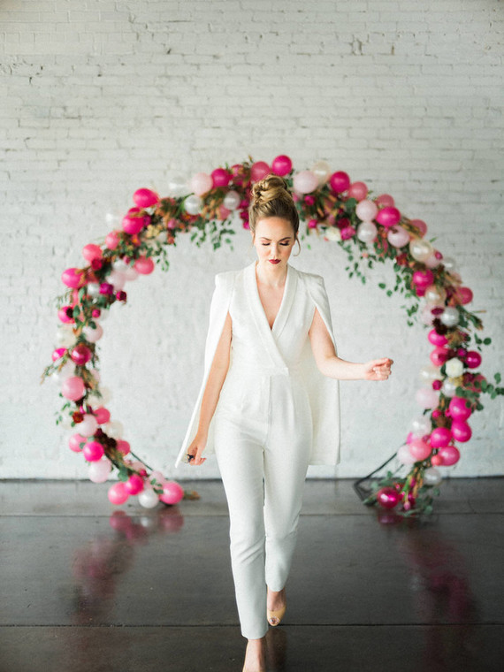 bridal shower floral balloon arch