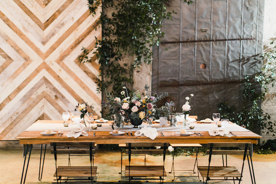 Romantic industrial fall wedding in San Diego at Luce Loft