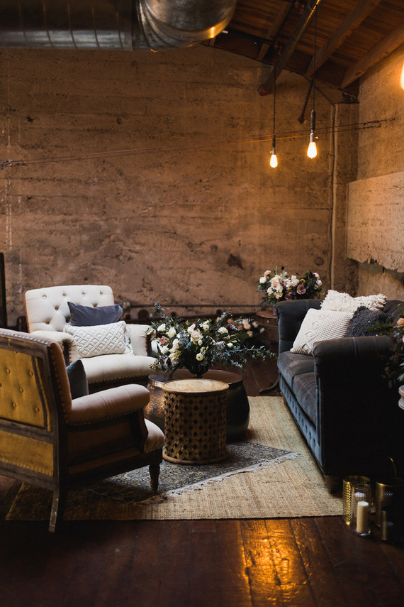 Romantic industrial fall wedding in San Diego at Luce Loft