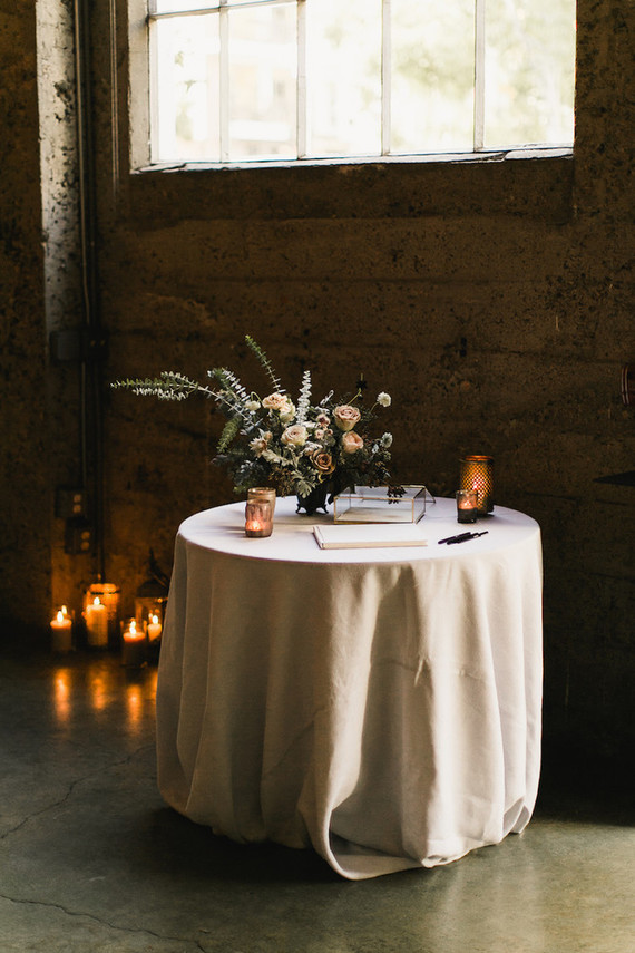 Romantic industrial fall wedding in San Diego at Luce Loft