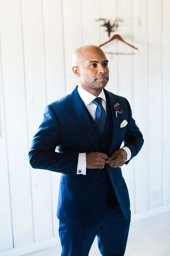 Blue groom's suit