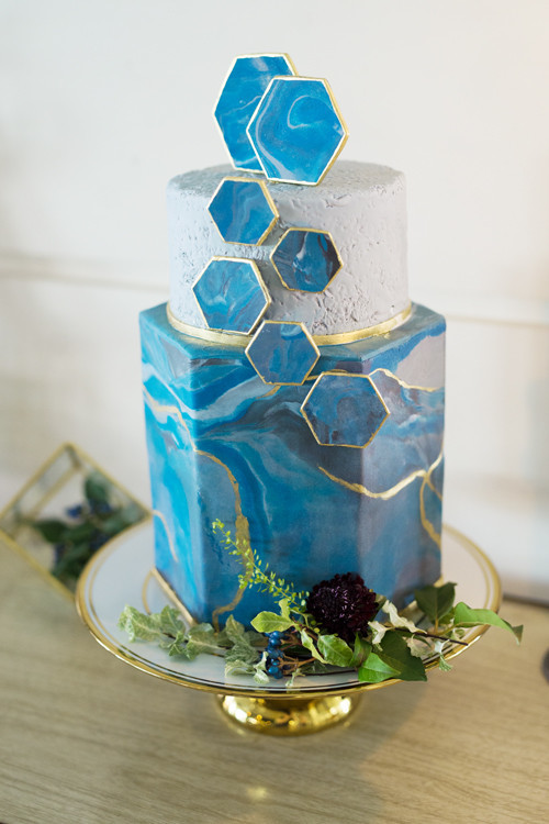 Blue agate wedding cake