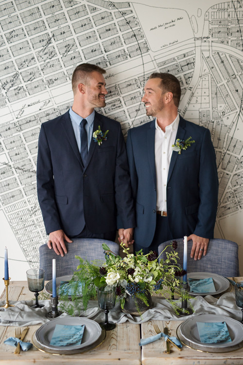 Modern industrial same sex wedding editorial