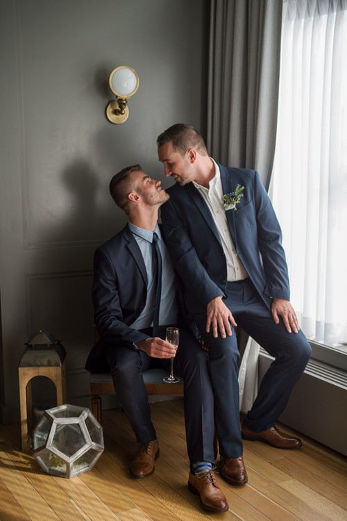Modern industrial same sex wedding editorial
