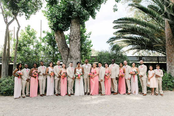 Tropical coral garden wedding party