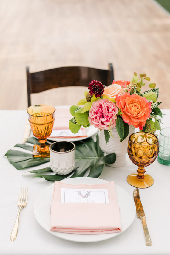 Tropical coral garden wedding