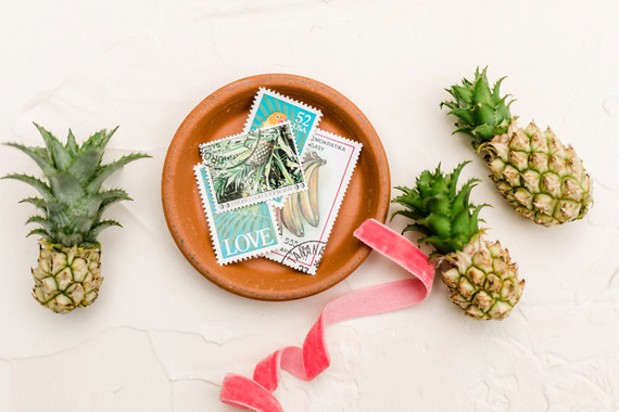 Tropical coral garden wedding invitations